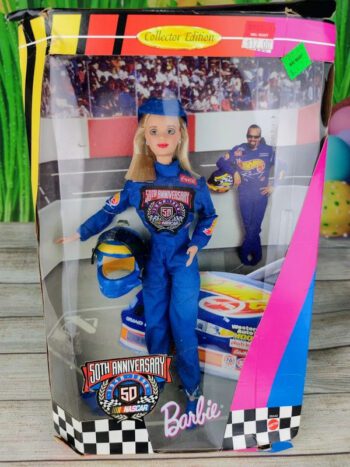 Barbie NASCAR Azul de 1998 (caja dañada)