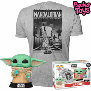 Funko Pop & tee: Mando - Grogu con Cookie. Talla M